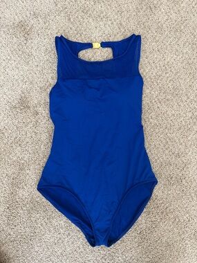 Ralph Lauren Blue One-Piece Swimsuit With Mesh Detail